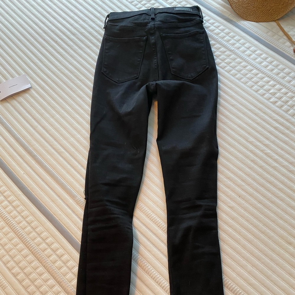 Black distressed high rise jeans